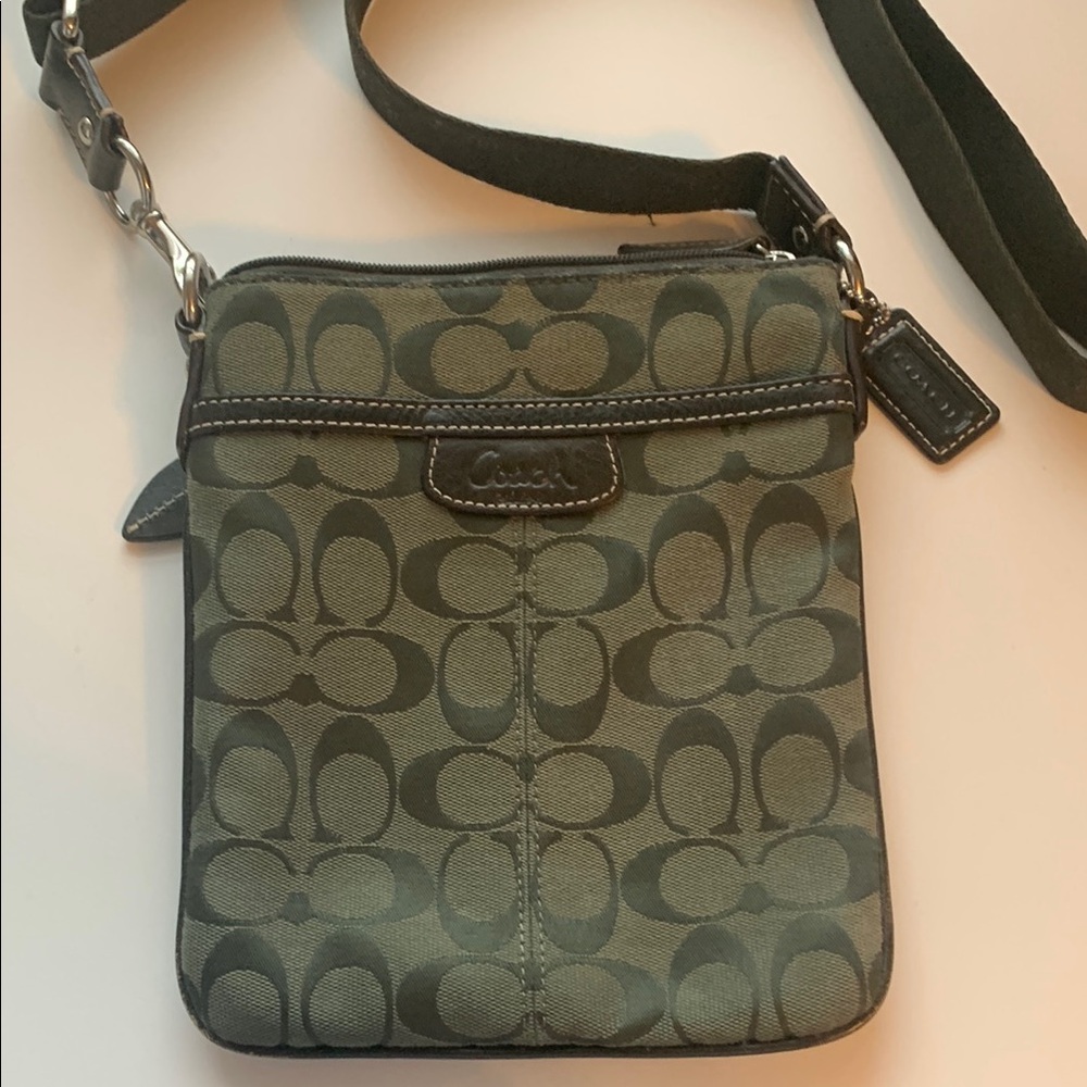 Coach Signature Crossbody Bag in Olive and Dark Green
